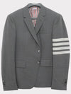 4-Bar Plain Weave High Armhole Sport Jacket Medium Grey - THOM BROWNE - BALAAN 4