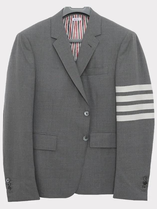 4-Bar Plain Weave High Armhole Sport Jacket Medium Grey - THOM BROWNE - BALAAN 4