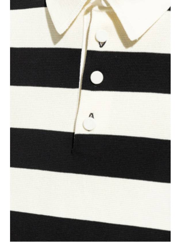 Men's Striped Cotton Polo Shirt Ivory Black - GUCCI - BALAAN 6