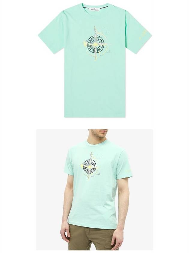 Marble One Logo Print Short Sleeve T-Shirt Mint - STONE ISLAND - BALAAN 5