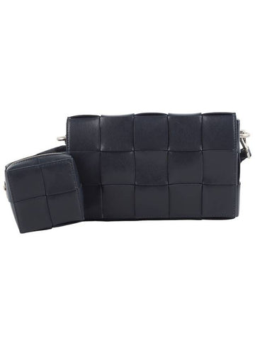 741777 Intrecciato Pouch Cassette Cross Bag Navy 34313 - BOTTEGA VENETA - BALAAN 1