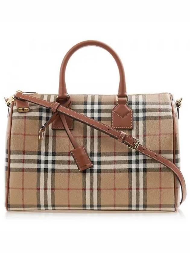 Medium Check Bowling Tote Bag Archive Beige Briar Brown - BURBERRY - BALAAN 2