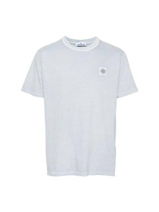 Organic Cotton Short Sleeve T-Shirt Sky Blue - STONE ISLAND - BALAAN 1