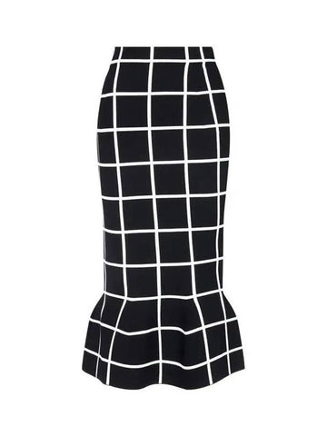 Knitted Check Mermaid Skirt Black - MARNI - BALAAN 1