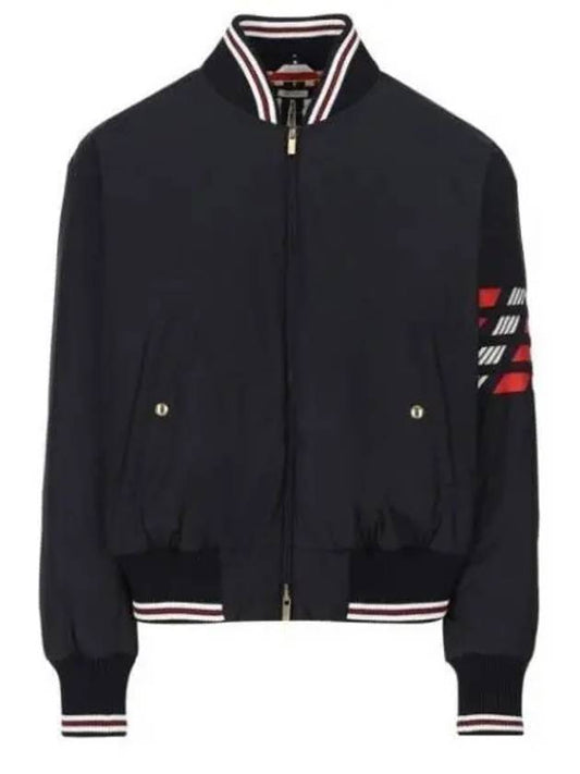 4 Bar Striped Puffer Bomber Jacket Navy - THOM BROWNE - BALAAN 2