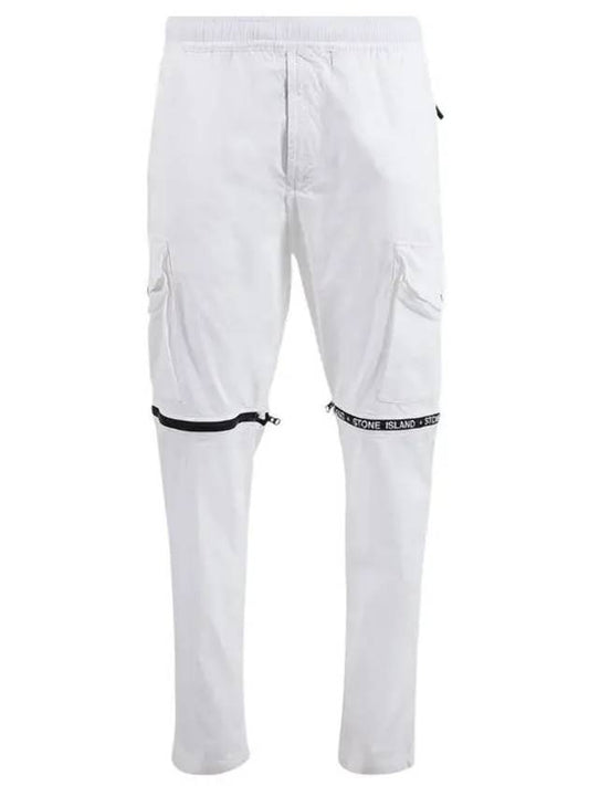 Logo Zipper Cargo Straight Pants White - STONE ISLAND - BALAAN 2