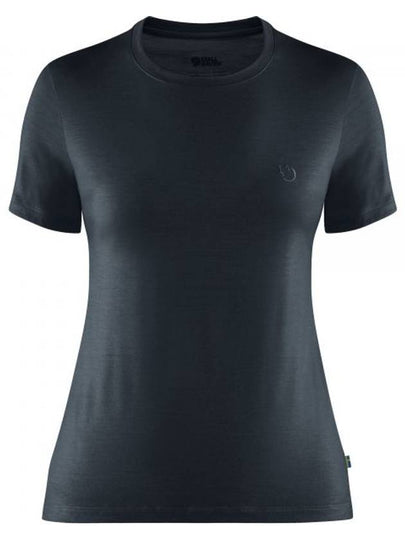 Women's Abisko Wool Short Sleeve T-Shirt Dark Navy - FJALL RAVEN - BALAAN 2