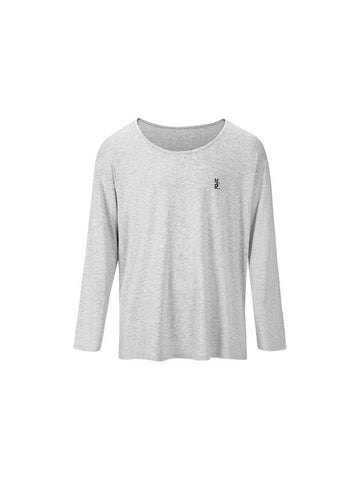 Logo Wide U Neck Long Sleeve T-Shirt Grey - MAVRK - BALAAN 1