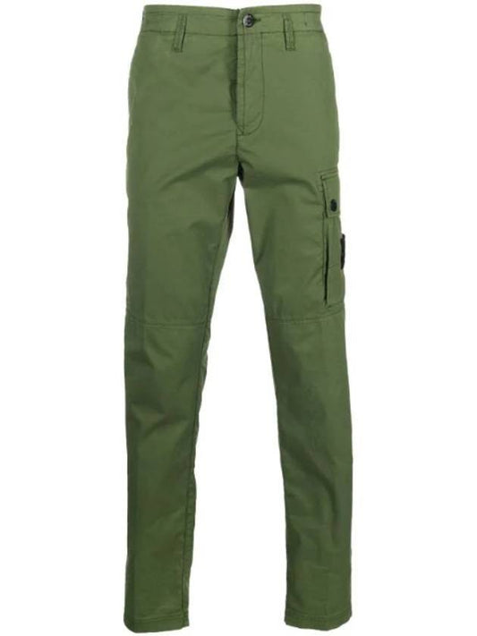 Wappen Patch Cotton Straight Pants Military Green - STONE ISLAND - BALAAN 1