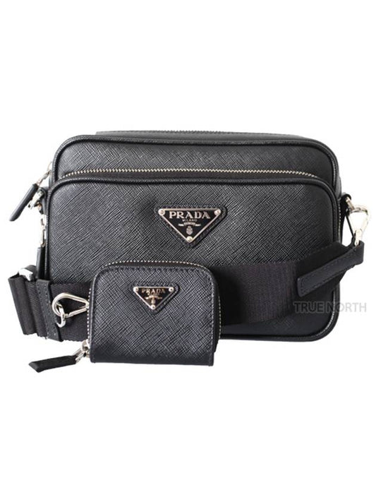 Saffiano leather cross bag black - PRADA - BALAAN 2