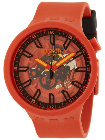 Swatch Monthly Drops Quartz Matte Red Dial Unisex Watch SB01R100 - SWATCH - BALAAN 1