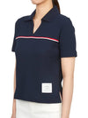 Three Stripes High Twist Rib Polo Shirt Navy - THOM BROWNE - BALAAN 3