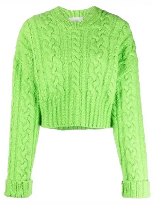 Cable Wool Knit Top Green - AMI - BALAAN 2