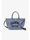 Embroidered Logo Small Tote Bag Blue - GANNI - BALAAN 2