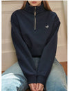 Women's Snuggle Half Zip-up Sweatshirt Navy - MICANE - BALAAN 4