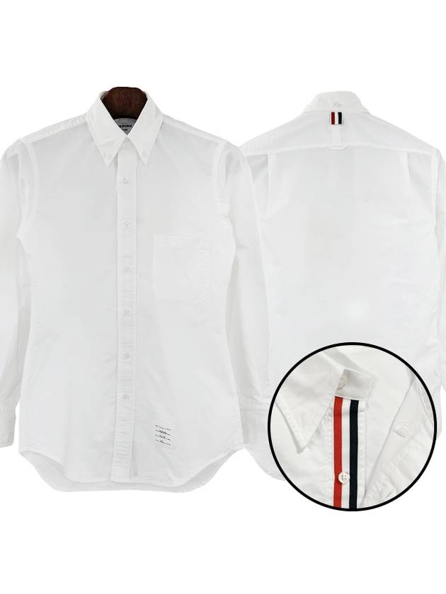 Men's Logo Patch Classic Cotton Long-Sleeve Shirt White - THOM BROWNE - BALAAN 2