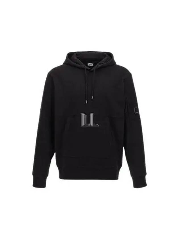 Diagonal Raised Fleece Lens Hoodie Black - CP COMPANY - BALAAN 2