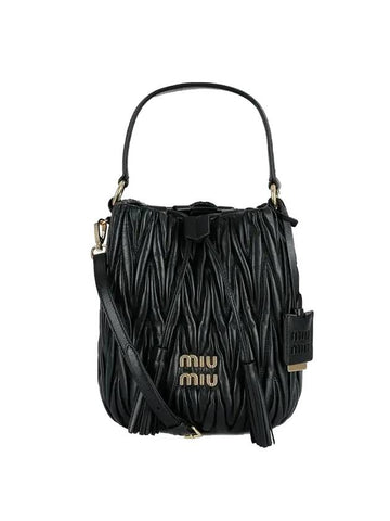 Matelasse Nappa Leather Bucket Bag Black - MIU MIU - BALAAN 1