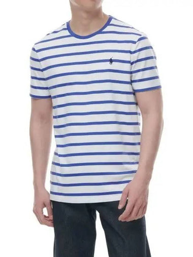 Custom Slim Fit Striped Jersey T Shirt Blue - POLO RALPH LAUREN - BALAAN 1