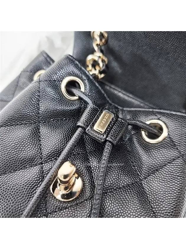 Shiny Grained Calfskin Gold Metal Backpack Black - CHANEL - BALAAN.