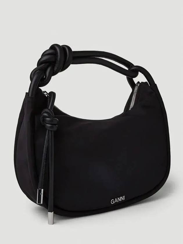 Knot Mini Nylon Shoulder Bag Black - GANNI - BALAAN 3