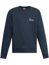 Weave Logo Embroidered Sweatshirt Navy - KENZO - BALAAN 1