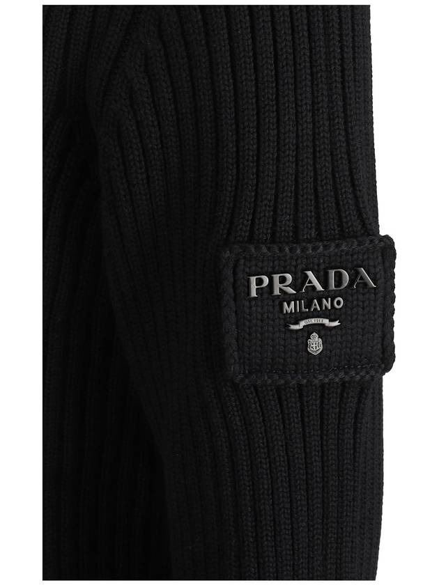 Knit logo patch wool mock turtleneck black - PRADA - BALAAN 4