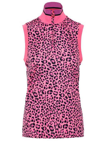 Audrey TX Jersey Golf Sleeveless T-Shirt GWJT01633 Pink Leopard - J.LINDEBERG - BALAAN 1