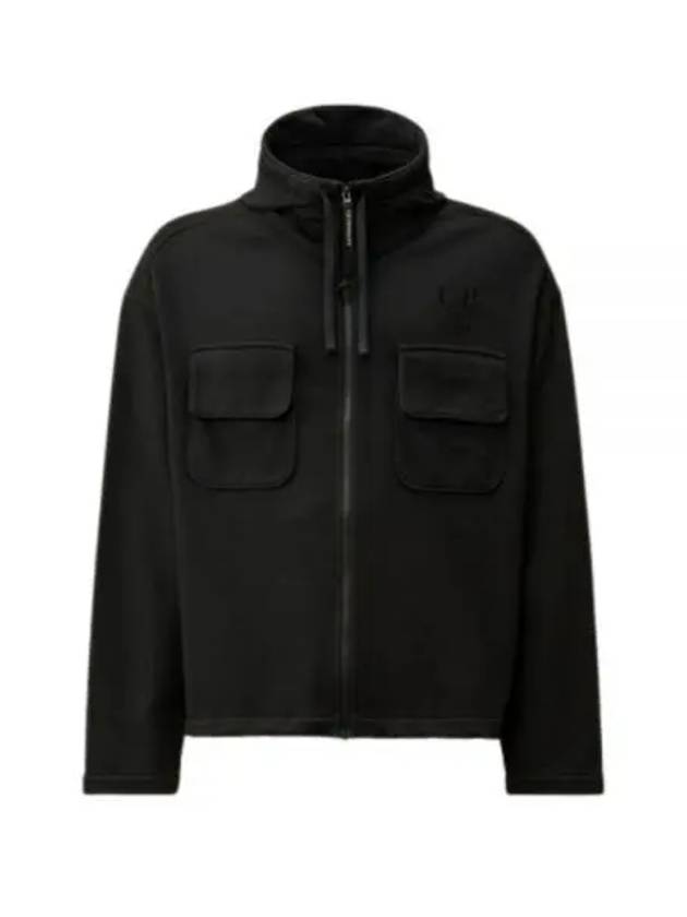 Brushed Emerized Diagonal Fleece Zip Up Hoodie Black - CP COMPANY - BALAAN 2