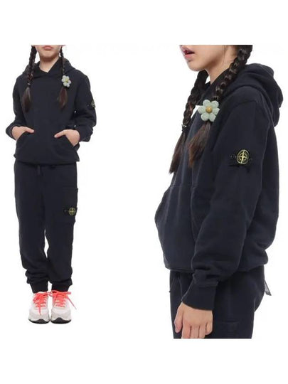 Kids Cotton Fleece Hoodie Navy - STONE ISLAND - BALAAN 2