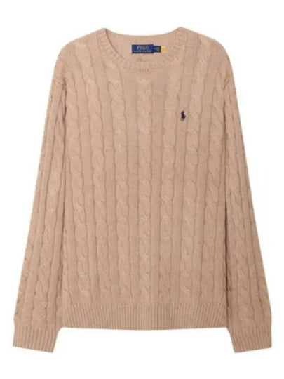 Embroidery Logo Cable Knit Top Brown - POLO RALPH LAUREN - BALAAN 2