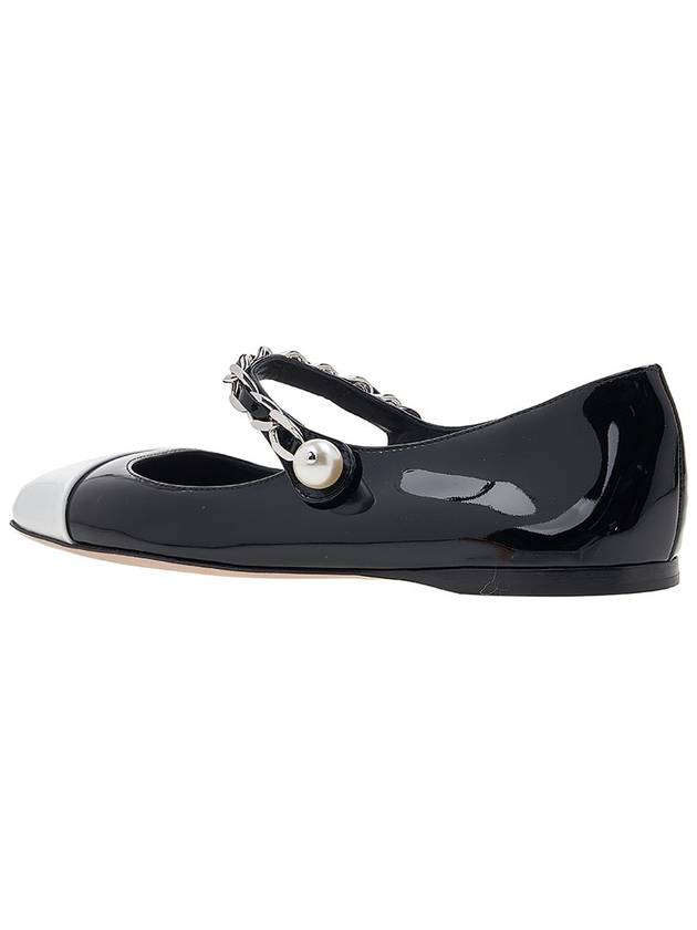 patent leather ballerina black white - MIU MIU - 4