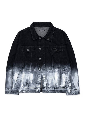 BBD Smoke Painted Custom Denim Jacket Black - BLACKBLOND - BALAAN 1