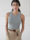 Square Neck Knit Sleeveless Grey - NOIRER FOR WOMEN - BALAAN 7