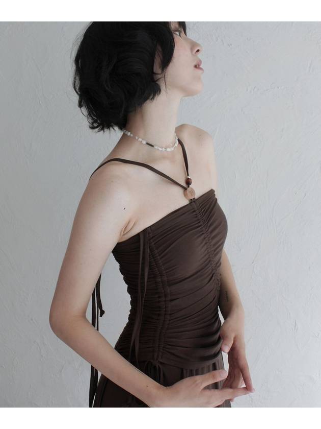 Shirring strap tube long dress brown - RUBATI - BALAAN 4