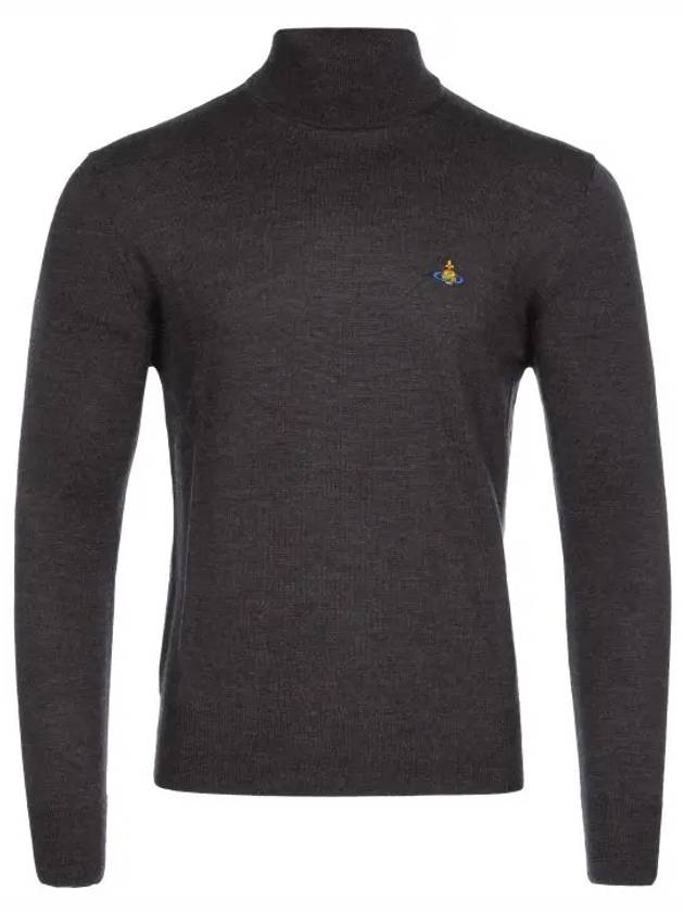 Men's Embroidered Logo Knit Turtleneck Black - VIVIENNE WESTWOOD - BALAAN 7