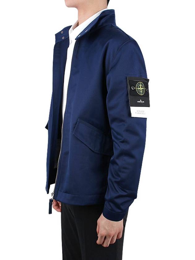 Wappen Patch Workwear Gabardine Biker Jacket Navy - STONE ISLAND - BALAAN 5