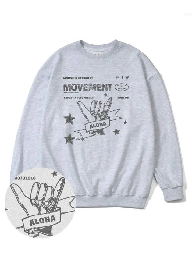 Aloha gray overfit sweatshirt melange gray - MONSTER REPUBLIC - BALAAN 4