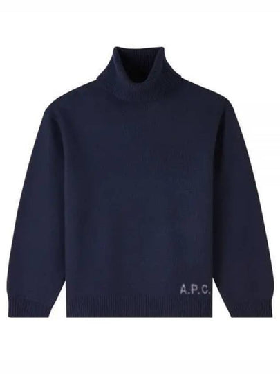 Walter Logo Merino Wool Turtleneck Dark Navy Blue - A.P.C. - BALAAN 2