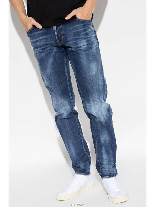 back logo patch cotton slim jeans navy - DSQUARED2 - BALAAN 2