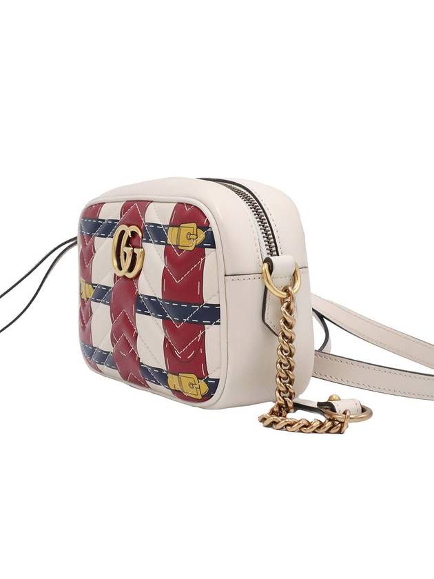 Women s Gucci 448065 Trompe l oeil printed matelass chevron gold plated GG Marmont mini cross bag gt Gangbuk used luxury goods - GUCCI - BALAAN 3