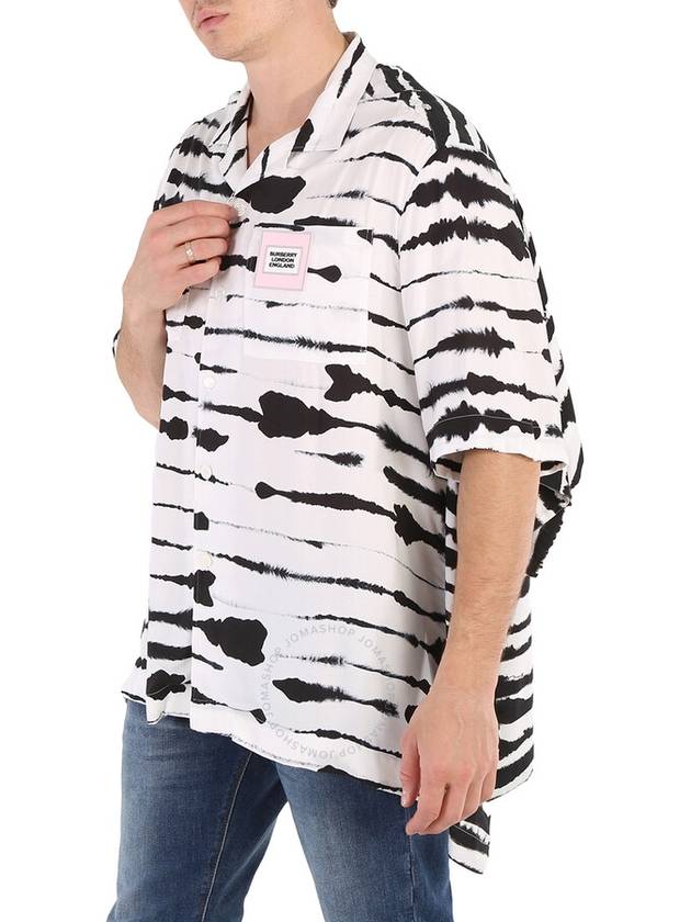 zebra print oversized vacation short sleeve shirt white black - BURBERRY - BALAAN 4