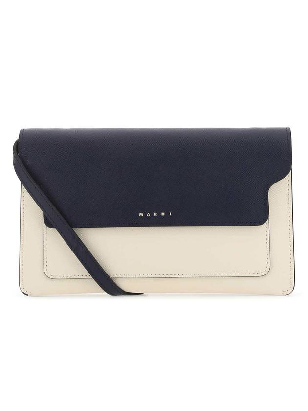 Color Block Saffiano Trunk Cross Bag Navy - MARNI - BALAAN 1