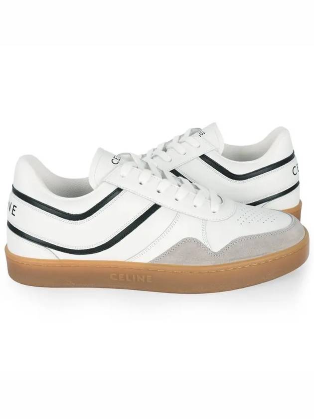 Trainer Suede Calfskin Lace-Up Low Top Sneakers White - CELINE - BALAAN 2