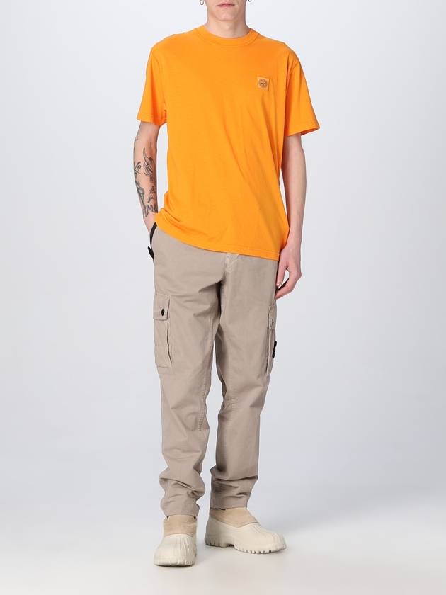 Pisato Effect Logo Patch Short Sleeve T-Shirt Orange - STONE ISLAND - BALAAN 3