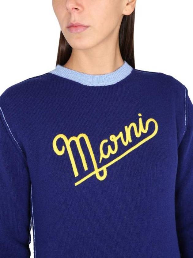 Logo Knit Top Blue - MARNI - BALAAN 5