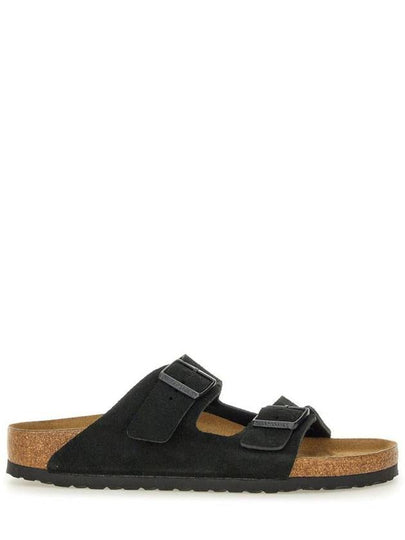 Arizona Suede Leather Slippers Black - BIRKENSTOCK - BALAAN 2