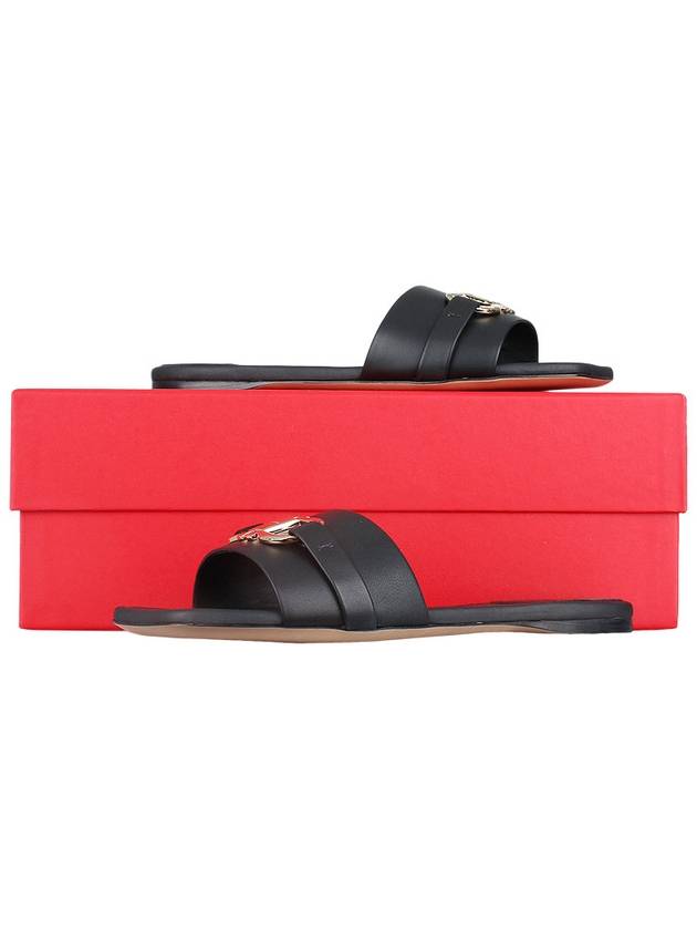 Gancini Ornament Flat Slide Black - SALVATORE FERRAGAMO - BALAAN 11