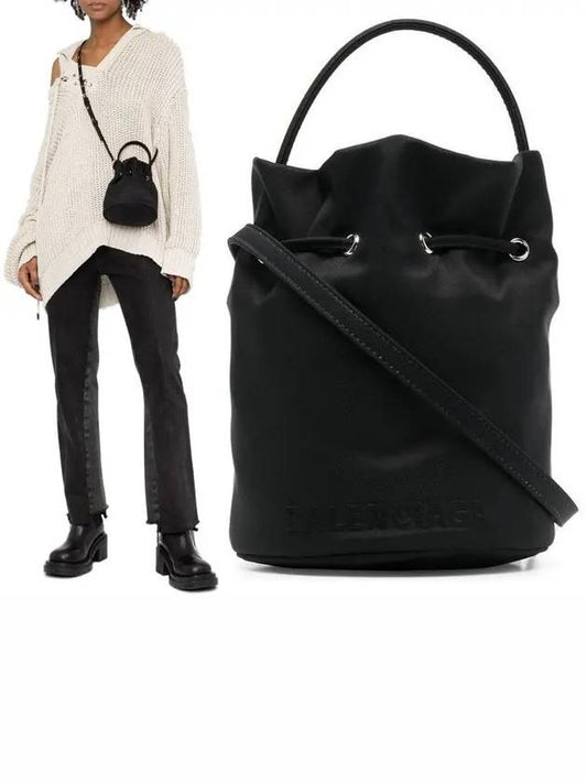 Wheel Drawstring XS Bucket Bag Black - BALENCIAGA - BALAAN.