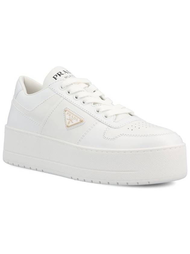 Downtown Bold Leather Low Top Sneakers White - PRADA - BALAAN 3